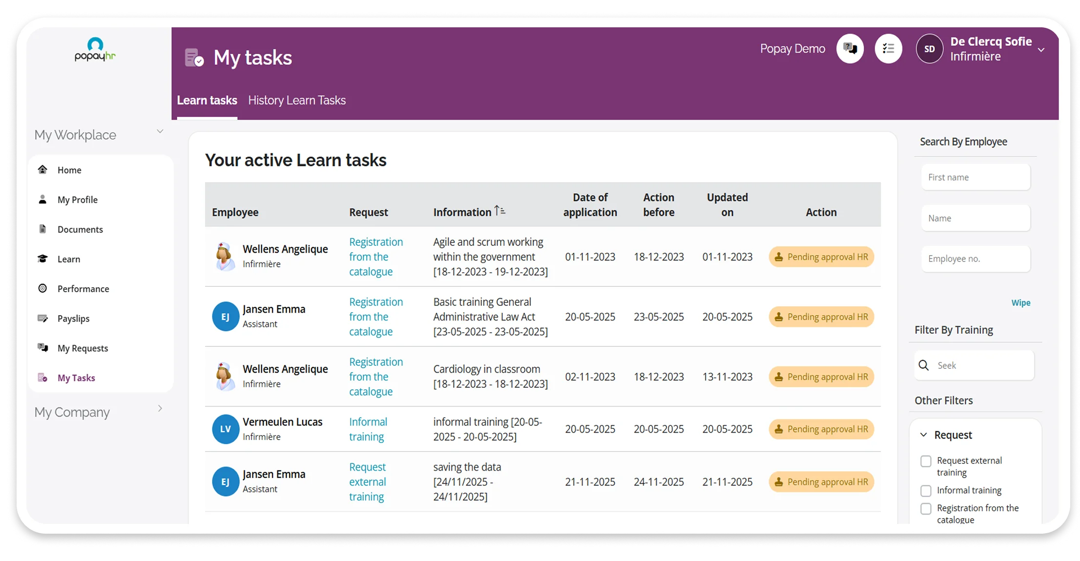 All in one learning environment view